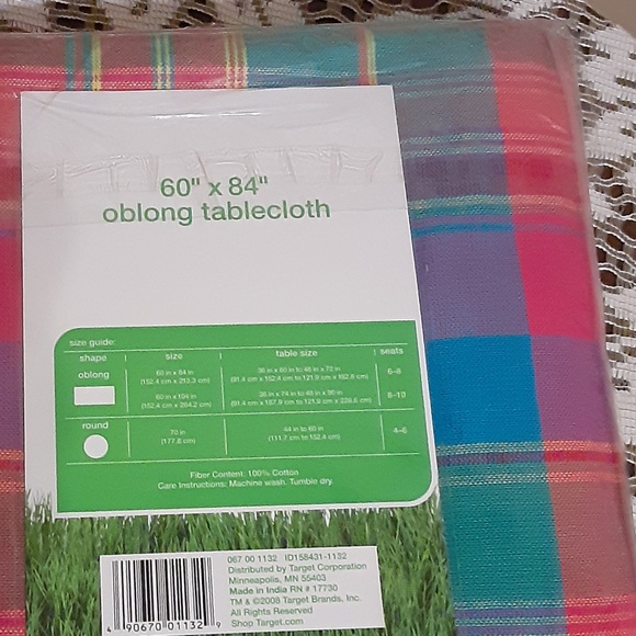 Plaid 100% Cotton 60" x 84" Tablecloth - Picture 3 of 4